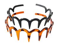 2025 New U Shape Fashion Tooth Hair Comb Headband, High Cranium Head Bands for Women's Hair, Reversible Korean Headbands with Teeth for Teen Girls Gifts (Black+Amber)