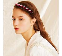 2025 New U Shape Fashion Tooth Hair Comb Headband, High Cranium Head Bands for Women's Hair, Reversible Korean Headbands with Teeth Gifts for Teen Girls (White Pearlised Beads, One Size)