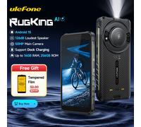 【2025 NEW】Ulefone RugKing 4G Rugged Phone Android 15 Up to 16GB+256GB Waterproof Smartphone 9600mAh 50MP Camera NFC Global Add Dock Charging