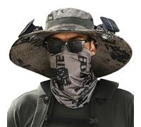 2025 New Ultralight Solar Fan Sun Hat, Wide Brim Solar Fan Outdoor Fishing for Man Woman, Hat-Solar & USB Charging, with 2 Fans (UK, Alpha, One Size, Ink Color)
