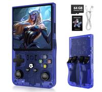 2025 New Upgrade R36MAX Retro Handheld Game Console with 64GB Built-in 18000+ Classic Games, Portable Video Gaming Console Linux System 4.0 Inch IPS Screen, 4000mAh Rechargeable Battery-Blue