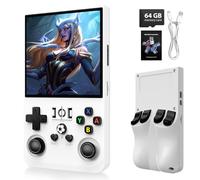 2025 New Upgrade R36MAX Retro Handheld Game Console with 64GB Built-in 18000+ Classic Games, Portable Video Gaming Console Linux System 4.0 Inch IPS Screen, 4000mAh Rechargeable Battery-White
