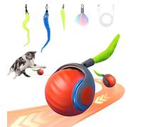 2025 New Upgrade Speedy Tail Cat Toy, Smart Interactive Pet Toys Comes with 4 Tails, Reinforced Version of The Cat Toys Balls, Two Speed Adjustment (Orange)