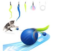 2025 New Upgrade Speedy Tail Cat Toy, Smart Interactive Pet Toys Comes with 4 Tails, Reinforced Version of The Cat Toys Balls, Two Speed Adjustment (Blue)