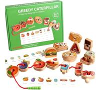 2025 New Upgrade Wooden Greedy Caterpillar Rope Toy, Caterpillar Lacing Bead String Game, Stringing Toys, Montessori Toys, Educational Toys for 2-3 Year Olds, Birthday Gift
