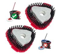 [2025 New Version] 2-Pack Oceda Scrubber Mop Heads for EasyWring 1-Tank System, Stiff-Bristle Brush Head with Built-in Scouring Pad for Deep Cleaning Floors and Tiles