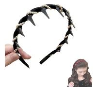 2025 New Vintage High Cranium Artificial Pearl Hairband, Elegant Pearl Headbands for Women Girls,Classic Retro Hair Accessories Party Wedding (Black, O)