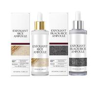 2025 new White Black Rice Exfoliating Ampoule for Face, Gently Peel, Deep Hydrate with Pore Minimizing Serum, Glow Shot Rice Exfoliator, Renewing Rice Peel Treatment (black &white rice)