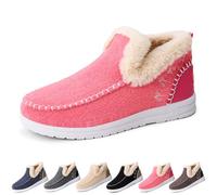 2025 New Women's Winter Plush Lined Flat Shoes Comfy Orthopedic Arch Support Outdoor Walking Shoes Classic Non-Slip Ankle Snow Boots (Pink,4)