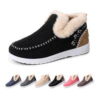 2025 New Women's Winter Plush Lined Flat Shoes Comfy Orthopedic Arch Support Outdoor Walking Shoes Classic Non-Slip Ankle Snow Boots (Black,4.5)