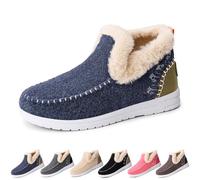 2025 New Women's Winter Plush Lined Flat Shoes Comfy Orthopedic Arch Support Outdoor Walking Shoes Classic Non-Slip Ankle Snow Boots (Blue,8)