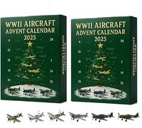 2025 New WWii Aircraft Advent Calendar - 24 Unique Miniature WWII Warbirds, Christmas Countdown for Model Collectors & History Enthusiasts (2PCS)