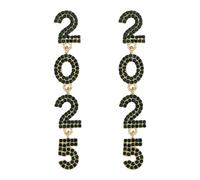 2025 New Year Crystal Beaded Dangle Earrings Rhinestone 2025 Number Letter Earrings New Year Crystal Party New Year's Eve Christmas Holiday Statement Jewelry, Alloy Steel, No Gemstone