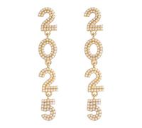 2025 New Year Crystal Beaded Dangle Earrings Rhinestone 2025 Number Letter Earrings New Year Crystal Party New Year's Eve Christmas Holiday Statement Jewelry, Alloy Steel, No Gemstone