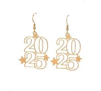 2025 New Year Earrings for Women Handmade Acrylic Glitter Digital 2025 Pendant Earrings Vintage Geometric Rectangle Hook Earrings for Women Party Jewelry, Zinc, No Gemstone