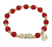 2025 New Year Of Handmade Pendant Necklace Chinese Zodiac Jade Charm Beaded Bracelets Feng Shui Jewelry New Year For Women Stone Beaded Necklace (Red, One Size)
