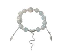 2025 New Year of Snake Beaded Charm Bracelets Handmade Crystal Snake Pendant Bracelet Chinese Zodiac Feng Shui Protection Lucky Amulet Stretch Bracelets New Year Gifts for Women Unisex Jewelry, M