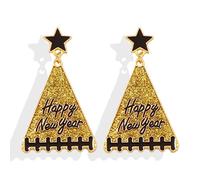 2025 New Years Earrings for Women Happy New Year's Eve Earrings Glitter New Year Dangle Earrings Party Jewelry Gifts for Her New Years Eve Outfits Women, Metal, No Gemstone