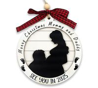 2025 Newborn Christmas Decorations, First Christmas Ornament 2025 for New Parents, Printed with The Words Merry Christmas, Mom and Dad, Ideal for New Mom and Dad, First Time As A Family of Three