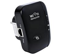 2025 Newes WiFi Booster, WiFi Range Extender, WiFi Repeater with Ethernet Port, 300 Mbps 2.4 GHz Range Extender, Quick WPS Set-Up, Home Internet Booster Wireless Plug In, UK Plug - Black