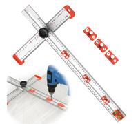 2025 Newest Adjustable 4-in-1 Drilling Positioning Ruler, Cabinet Hardware Jig,T Square Handle Jig, Woodworking Ruler, Cabinet Drawer Door Hole Drilling Template (25inch)