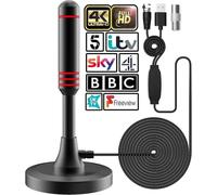 2025 Newest HDTV Aerial - Indoor TV Aerial for Smart TV with Signal Booster - Digital TV Aerial for Freeview TV 600 Miles Long Range Support 4K 1080P -With Magnetic Base / 16.5FT Coax Cable (T808)