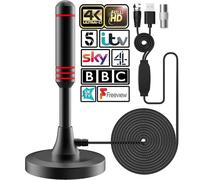 2025 Newest HDTV Aerial - Indoor TV Aerial for Smart TV with Signal Booster - Digital TV Aerial for Freeview TV 800 Miles Long Range Support 4K 1080P -With Magnetic Base / 16.5FT Coax Cable