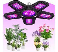 2025 Newest LED Grow Lights Deformable 300W Equivalent Full Spectrum E27 Plant Growing Light with 5 Adjustable Panels for Greenhouse and Indoor Plant Veg and Flower Growing