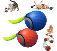 2025 Newly upgraded version 3.0 Interactive Cat Toy for Indoor, Cool Intelligent Interactive Cat Ball for Indoor Bored Cats, Automatic Rolling Ball 3.0 Puzzle Toy (Blue+Red)