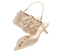 2025 Nigerian Women's Heels and Bag Set Italian Thin Heel Shoes with Rhinestone for Parties Weddings