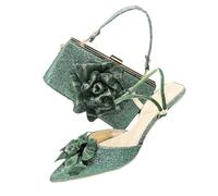 2025 Nigerian Women's Heels and Bag Set Italian Thin Heel Shoes with Rhinestone for Parties Weddings