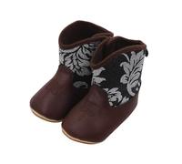 2025 Oktoberfest- Leather Western Boots Cowboy Bootie Soft Sole Nonslip Crib Shoes for Baby Infant Toddler Girls Boys Newborn Snow Boots Baby Size 4 (Silver, 4 Toddler)