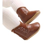 2025 Oktoberfest- Leather Western Boots Cowboy Bootie Soft Sole Nonslip Crib Shoes for Baby Infant Toddler Girls Boys Newborn Baby Girl Sequin Boots (Brown, 4 Toddler)