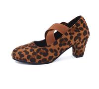 2025 Oktoberfest Outfit Women's Velour Dirndl Shoes with Straps Elegant Dance Shoes Ankle Strap Heel for Weddings Oktoberfest and Party Chunky (Brown, 4.5)