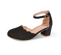 2025 Oktoberfest- Women's Casual Sandals Comfortable Medium Heel Slip On Round Toe Strappy Flat Summer Beach Shoes Daily Wear With Jeans Dresses Leopard Slip on Sandals for Women (Black, 5.5)