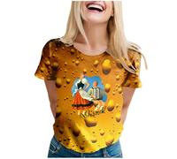 2025 Oktoberfest Women's Oktoberfest Festival Short Sleeved T Shirt German Short Sleeved Womens Boyfriend Tee Shirts (D, L)