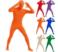 2025 Orange Jumpsuit Costume Adult Yellow Mustache and Eyebrows Jumpsuit Full Body Open Face Bodysuit Cosplay for Men Halloween Costumes Costume Orange Suit Morph Suit Bodysuit