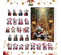 2025 Panda Ornaments for Christmas Tree - 2D Acrylic Decoration Panda Fate Rearview Mirror | 24 Days for Decoration Door Window Wall Car Party Christmas
