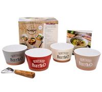 2025, PAR ICI LA BONNE SOUPE !: Coffret avec 4 bols, 1 couteau éplucheur et 1 livre de recettes