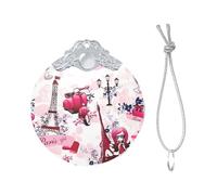 2025 Paris Eiffel Tower France Print Christmas Metal Buckle Glass Round Pendant Ornaments,Xmas Tree Decoration