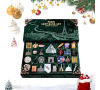 2025 Paris Left Bank Art Advent Calendar, 24 Miniature Landmarks and Food Elements Advent Calendar, Left Bank Holiday Countdown Calendars Immersive Parisian Christmas Décor (1)