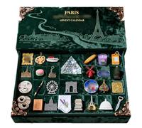 2025 Paris Left Bank Art Advent Calendar, 24 Miniature Paris Landmarks & Food Elements, Immersive French Art Prints & Trinkets, for Arts Travel Lovers (1set)
