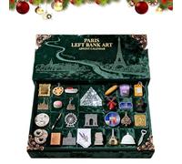 2025 Paris Left Bank Art Advent Calendar, 24 Miniature Paris Landmarks & Food Elements, Immersive Parisian Christmas Décor, Left Bank Holiday Countdown Gift Box with Display Scene (1PC)
