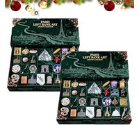 2025 Paris Left Bank Art Advent Calendar - 24 Miniature Paris Landmarks & Food Elements, Left Bank Holiday Countdown Gift Box with Display Scene, Xmas Gifts for Collection (2 Pcs)