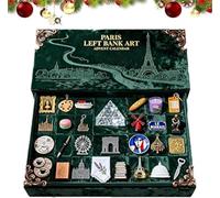 2025 Paris Left Bank Art Advent Calendar - 24 Miniature Paris Landmarks & Food Elements, Left Bank Holiday Countdown Gift Box with Display Scene, Xmas Gifts for Collection (1 Pcs)