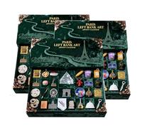 2025 Paris Left Bank Art Advent Calendar, 24 Miniature Paris Landmarks & Food Elements, Left Bank Holiday Countdown Gift Box with Display Scene, Immersive Parisian Christmas Décor (3pcs)