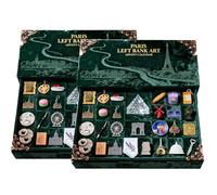 2025 Paris Left Bank Art Advent Calendar, 24 Miniature Paris Landmarks & Food Elements, Left Bank Holiday Countdown Gift Box with Display Scene, Immersive Parisian Christmas Décor (2pcs)