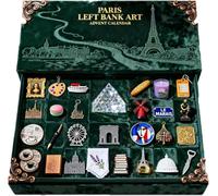 2025 Paris Left Bank Art Advent Calendar, Paris Art Advent Calendar Countdown Gift Box, Includes 24 Miniature Parisian Landmarks and Foodie Elements, Paris Christmas Countdown Decoration