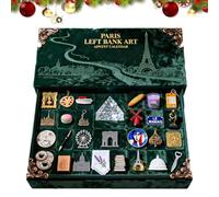 2025 Paris Left Bank Art Advent Calendar with 24 2D Acrylic Miniature Paris Landmarks & Food Elements, Left Bank Holiday Countdown Gift Box, Immersive Parisian Christmas Décor (1pc)