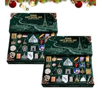 2025 Paris Left Bank Art Advent Calendar with 24 2D Acrylic Miniature Paris Landmarks & Food Elements, Left Bank Holiday Countdown Gift Box, Immersive Parisian Christmas Décor (2pcs)